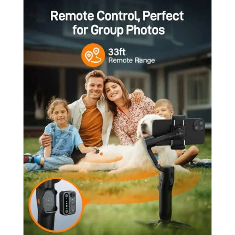 Hohem Isteady X3 SE Gimbal Stabilizer for Iphone Phone Stabilizer with Detachable Remote Control Portable Foldable 3-Axis Phone
