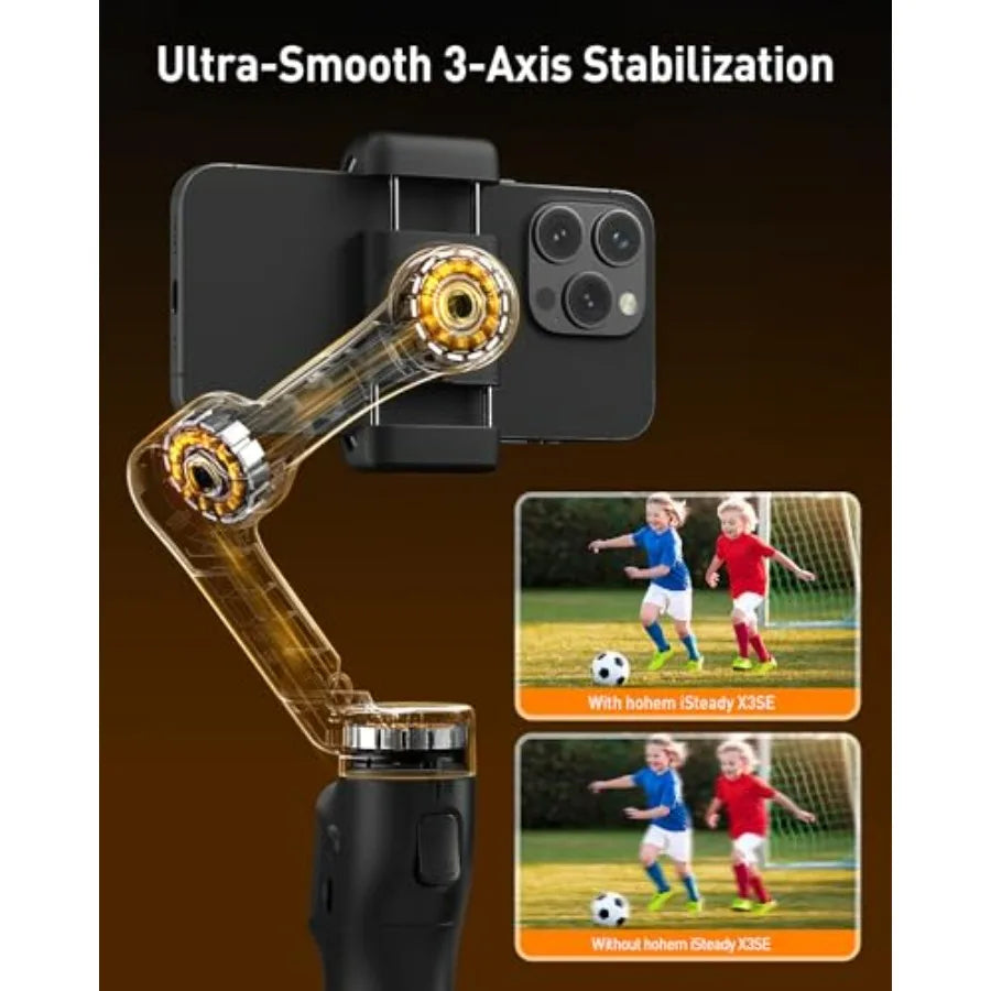 Hohem Isteady X3 SE Gimbal Stabilizer for Iphone Phone Stabilizer with Detachable Remote Control Portable Foldable 3-Axis Phone